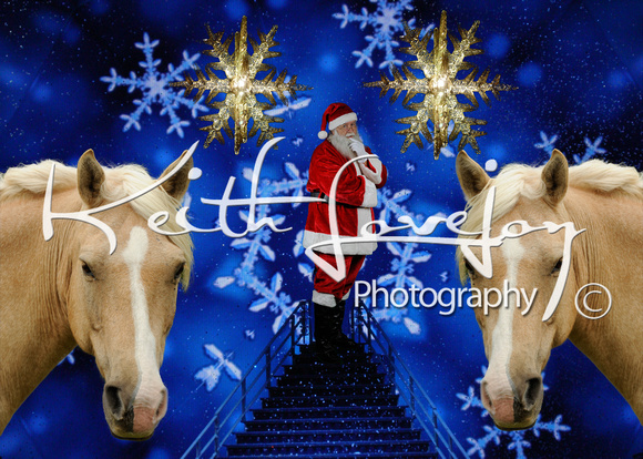 Card 293 Santa on Blue & Horses